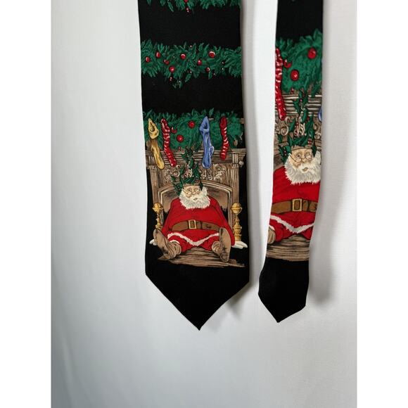 Vintage 1999 Saturday Evening Post Silk Green Christmas Necktie Santa Chimney - Picture 7 of 7